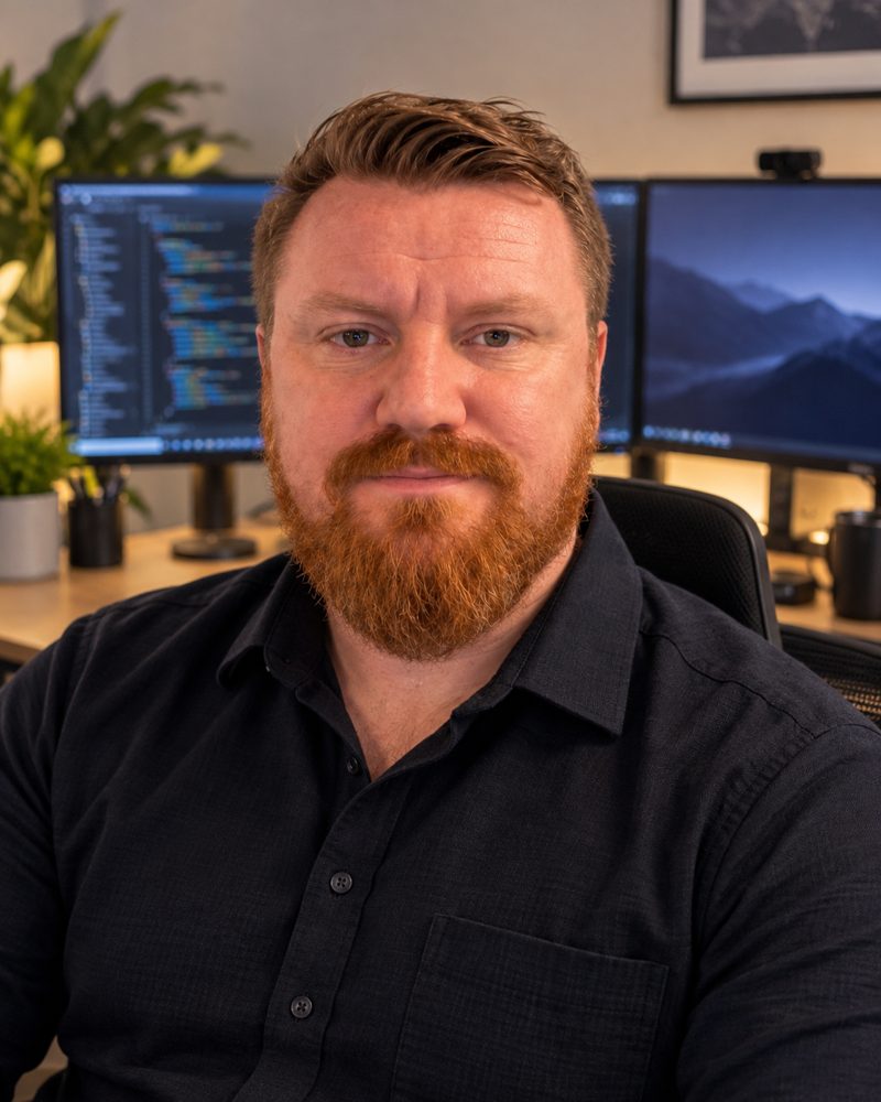 Vadim Smal, founder of Smaltech IT Solutions, at his desk